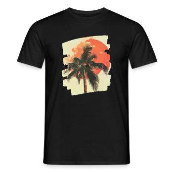 palmier coucher de soleil été - T-shirt homme - noir - Devant - AI Model Male 178 light (178cm)