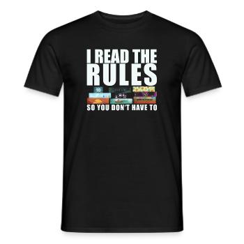 Board Games Funny Saying - Rules Read - Men's T-Shirt - black - Front - AI Model Male 178 light (178cm)