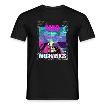 Mécaniques Folles – Art du garage du singe néon - T-shirt homme - noir - Devant - AI Model Male 178 light (178cm)