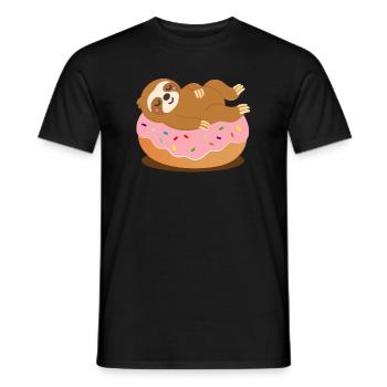Faultier auf Donut–Süßes und entspanntes Tiermotiv - Männer T-Shirt - Schwarz - Vorne - AI Model Male 178 light (178cm)