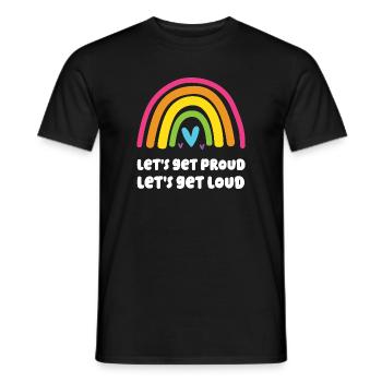 LGBT Pride Month - Lasst uns stolz werden, lasst uns laut werden - Männer T-Shirt - Schwarz - Vorne - AI Model Male 178 light (178cm)