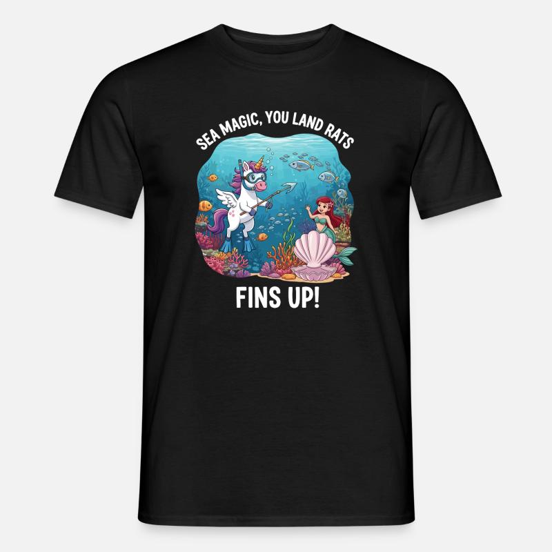 Meeresmagie mit Einhorn - Männer T-Shirt - Schwarz