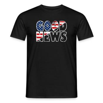 GOOD NEWS Stars and Stripes Bibelvers Evangelium - Männer T-Shirt - Schwarz - Vorne - AI Model Male 178 light (178cm)