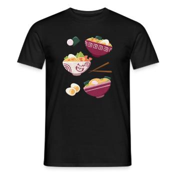 Ramen Japanese Food Cats Design - Men's T-Shirt - black - Front - AI Model Male 178 light (178cm)