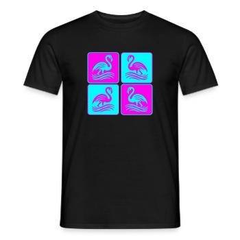 Flamant rose Vagues Pop Art - T-shirt homme - noir - Devant - AI Model Male 178 light (178cm)