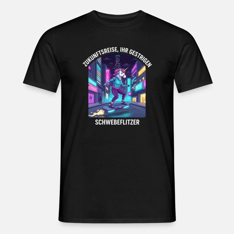 Zukunftseinhorn - Männer T-Shirt - Schwarz