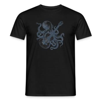Oktopus mit Gitarre Vintage Retro Musik Band Look - Männer T-Shirt - Schwarz - Vorne - AI Model Male 178 light (178cm)