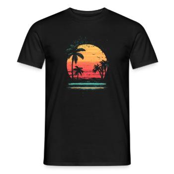 palmier coucher de soleil soleil d’été - T-shirt homme - noir - Devant - AI Model Male 178 light (178cm)
