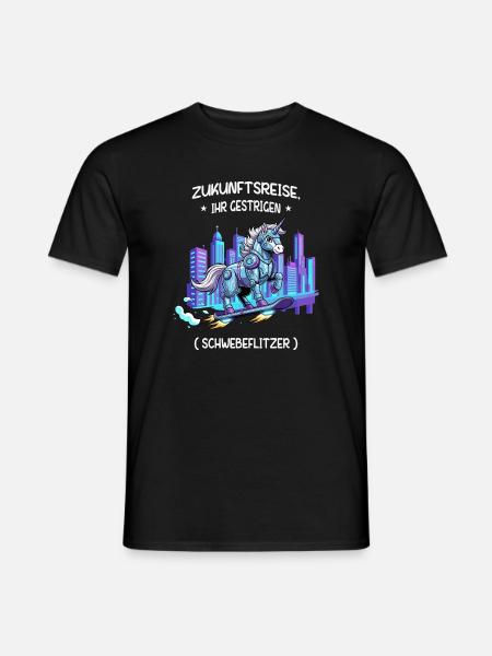 Cyber-Einhorn-Reise - Männer T-Shirt - Schwarz