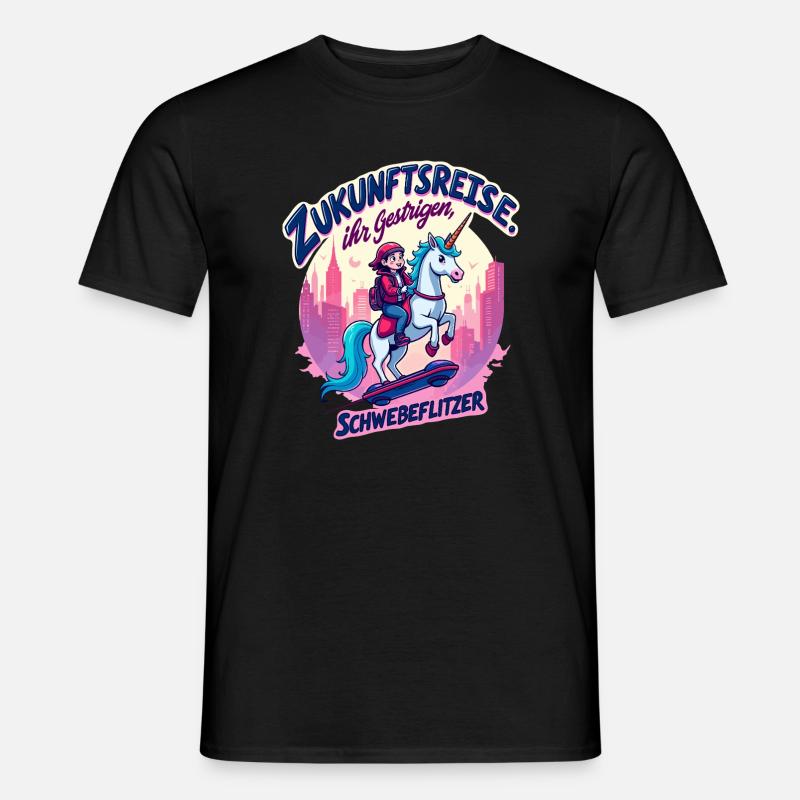 Zukunftritt mit Einhorn - Männer T-Shirt - Schwarz