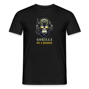 Gorilla in Mission / Militär - Männer T-Shirt - Schwarz - Vorne - AI Model Male 178 light (178cm)