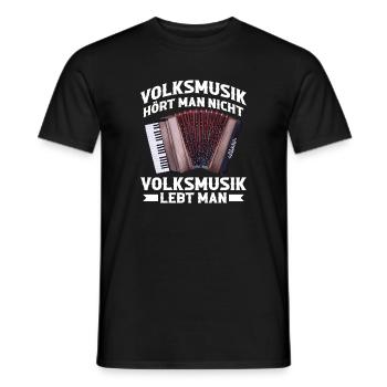Akkordeon - Volksmusik lebt man - Volksmusiker - Männer T-Shirt - Schwarz - Vorne - AI Model Male 178 light (178cm)
