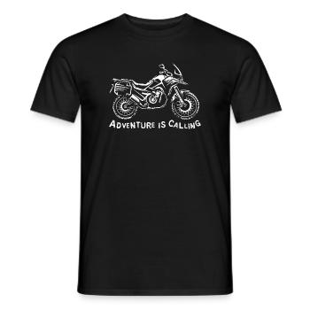 L’aventure vous appelle – Graphismes de moto - T-shirt homme - noir - Devant - AI Model Male 178 light (178cm)