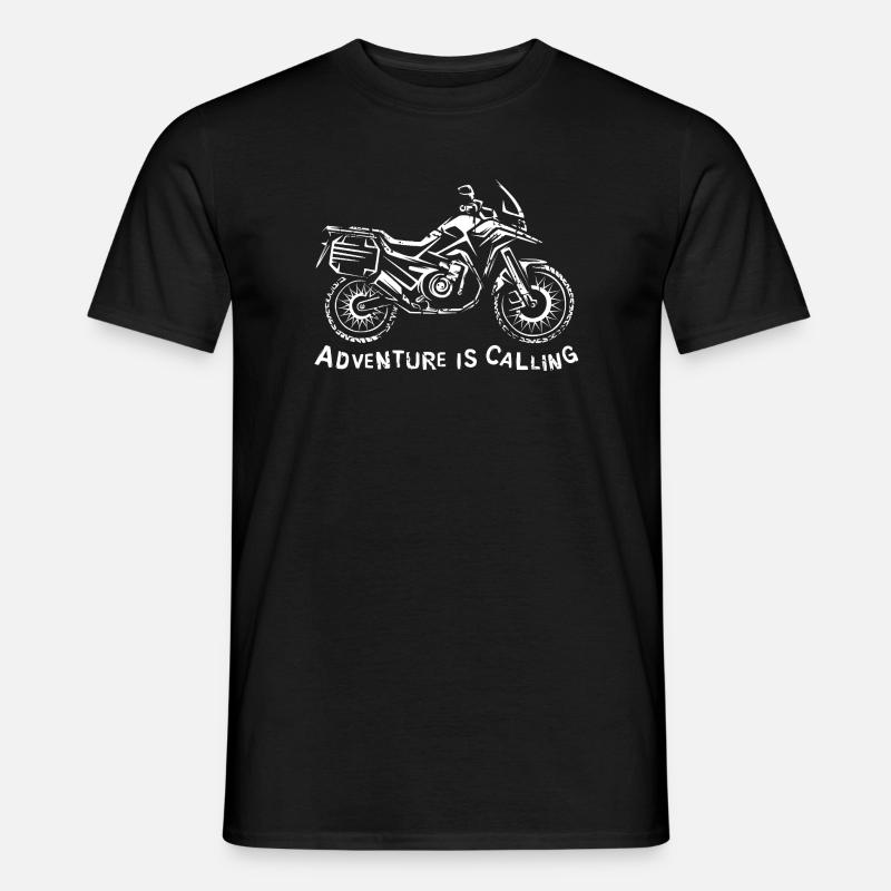 Adventure is Calling – Motorrad Grafik - Männer T-Shirt - Schwarz
