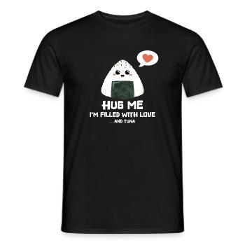 Hug me - Onigiri rempli d’amour et de thon - T-shirt homme - noir - Devant - AI Model Male 178 light (178cm)
