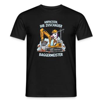 Einhorn Baggermeister - Männer T-Shirt - Schwarz - Vorne - AI Model Male 178 light (178cm)