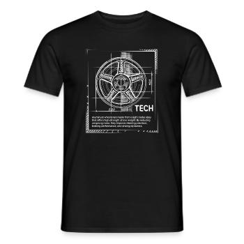 Dessin de la roue de l’accordeur - Icône de réglage et de jantes - T-shirt homme - noir - Devant - AI Model Male 178 light (178cm)