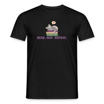 La lecture et les chats. Une vie parfaite - T-shirt homme - noir - Devant - AI Model Male 178 light (178cm)