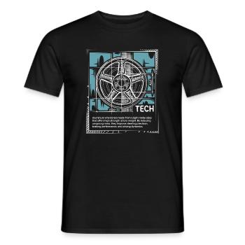 Rims Blueprint – Technology Sketch Wheel - Men's T-Shirt - black - Front - AI Model Male 178 light (178cm)