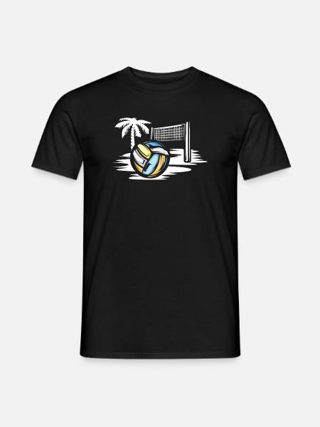 Volleybal op het strand - het symbool van het beachvolleybal - Heren T-shirt - zwart