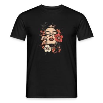 Frauenkopf Blumen Weltfrauentag Kreativ Abstrakte - Männer T-Shirt - Schwarz - Vorne - AI Model Male 178 light (178cm)