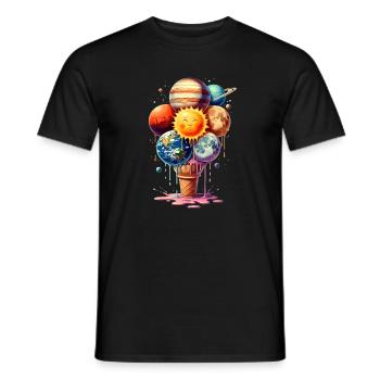 Cream Planet Waffle Système solaire de crème glacée - T-shirt homme - noir - Devant - AI Model Male 178 light (178cm)