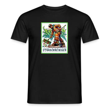 Street cleaner in graffiti style - Men's T-Shirt - black - Front - AI Model Male 178 light (178cm)