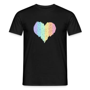 Regenbogen Herz Pastellfarben Pride Monat LGBTQ+ - Männer T-Shirt - Schwarz - Vorne - AI Model Male 178 light (178cm)