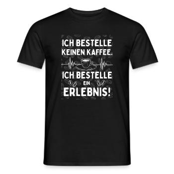 Kaffee ist ein Erlebnis – Kaffeekultur Design - Männer T-Shirt - Schwarz - Vorne - AI Model Male 178 light (178cm)