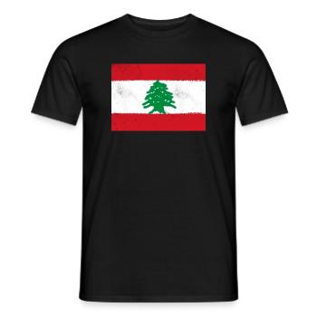 Flagge des Libanon - Männer T-Shirt - Schwarz - Vorne - AI Model Male 178 light (178cm)