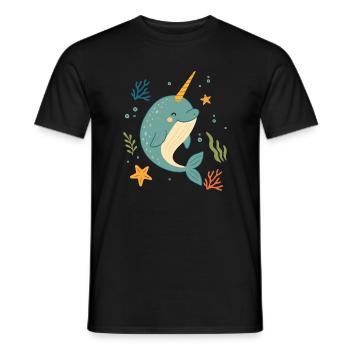 Narval dans la mer – La licorne des océans - T-shirt homme - noir - Devant - AI Model Male 178 light (178cm)