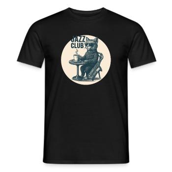 Chat de jazz cool avec saxophone - Vintage Club - T-shirt homme - noir - Devant - AI Model Male 178 light (178cm)