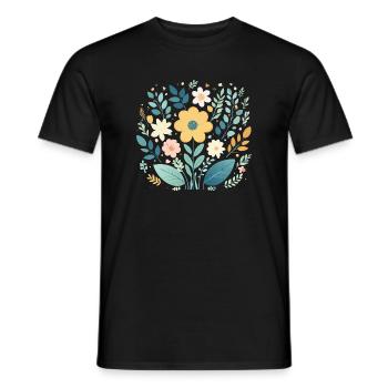 Sanfte pastellfarbene Blumenblüte - Boho Botanical - Männer T-Shirt - Schwarz - Vorne - AI Model Male 178 light (178cm)
