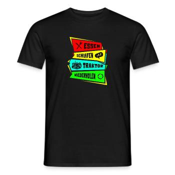 Essen Schlafen Traktor Wiederholen - Männer T-Shirt - Schwarz - Vorne - AI Model Male 178 light (178cm)