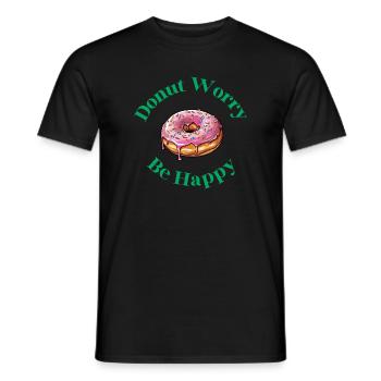 Donut Worry Be Happy - Dicton de beignet drôle - T-shirt homme - noir - Devant - AI Model Male 178 light (178cm)