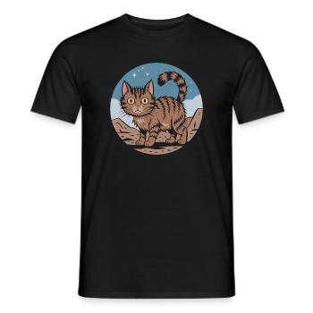 Cute Retro Cat Adventure Night Sky Gift - Men's T-Shirt - black - Front - AI Model Male 178 light (178cm)