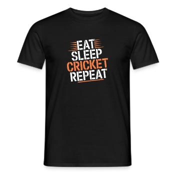 Essen Schlaf Cricket Wiederholung Cricket Cricket - Männer T-Shirt - Schwarz - Vorne - AI Model Male 178 light (178cm)