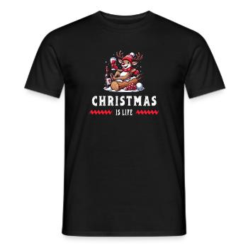 Rentier mit Wein – Christmas Vibes - Männer T-Shirt - Schwarz - Vorne - AI Model Male 178 light (178cm)