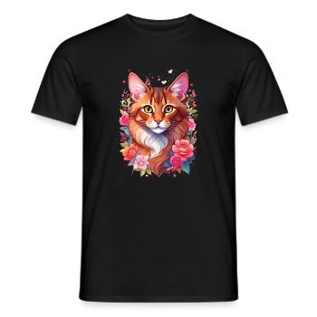 Portrait de chat somalien - T-shirt homme - noir - Devant - AI Model Male 178 light (178cm)