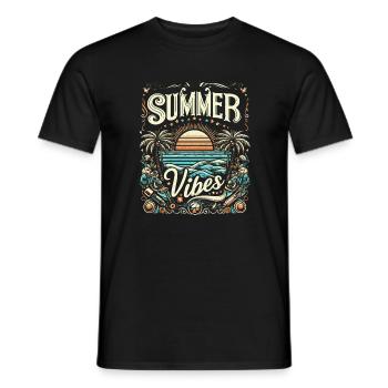 SUMMER Vibes coloré, modifié - T-shirt homme - noir - Devant - AI Model Male 178 light (178cm)