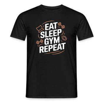 Manger dormir Gym Répéter - T-shirt homme - noir - Devant - AI Model Male 178 light (178cm)