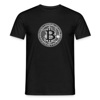 Crypto - Pièce de monnaie Bitcoin dessinée à la main - T-shirt homme - noir - Devant - AI Model Male 178 light (178cm)