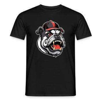 BULLDOG WITH BASEBALL CAP - Men's T-Shirt - black - Front - AI Model Male 178 light (178cm)