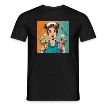 Chaos im Dienst. Ruhe im Kaffee. - Männer T-Shirt - Schwarz - Vorne - AI Model Male 178 light (178cm)