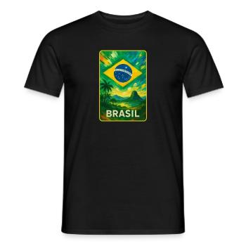 Brazil Flags Landscape Design - Men's T-Shirt - black - Front - AI Model Male 178 light (178cm)
