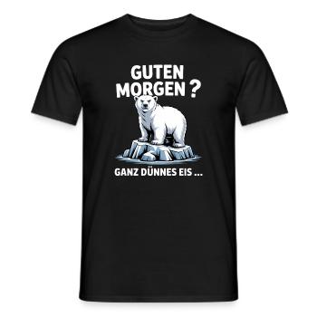 Good morning? Very thin ! Funny polar bear - Men's T-Shirt - black - Front - AI Model Male 178 light (178cm)