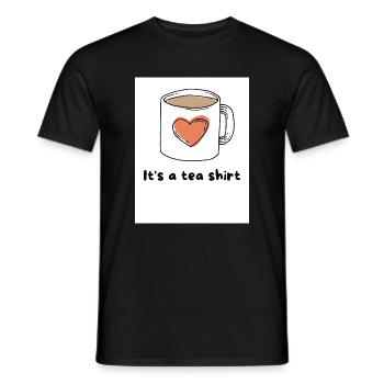 Herz Kaffeebecher Tee Shirt Design - Männer T-Shirt - Schwarz - Vorne - AI Model Male 178 light (178cm)