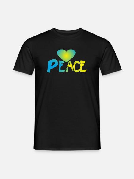 Peace Herz Frieden Friedenszeichen - Männer T-Shirt - Schwarz
