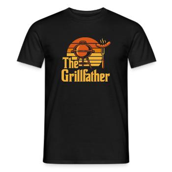 The Grillfather – BBQ Fire & Meat - Men's T-Shirt - black - Front - AI Model Male 178 light (178cm)