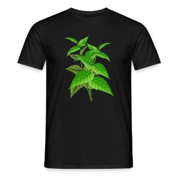 Brennnesselstrauß – Kraft der Natur in sattem Grün - Männer T-Shirt - Schwarz - Vorne - AI Model Male 178 light (178cm)
